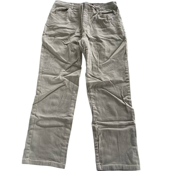 Gloria Vanderbilt Pants Women 14 Short Cream Straight Leg High Rise Khaki Cotton - Picture 1 of 8